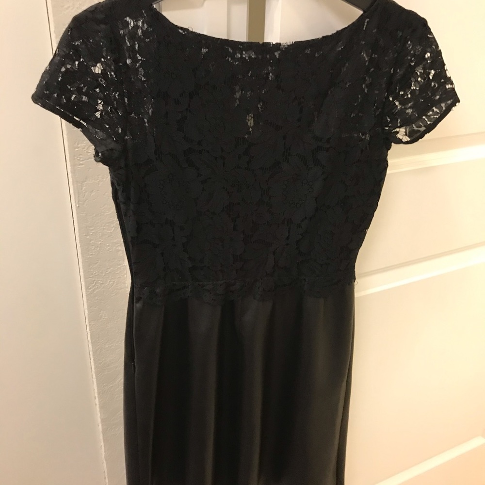 Bailey 44 Black Lace & Leather Dress